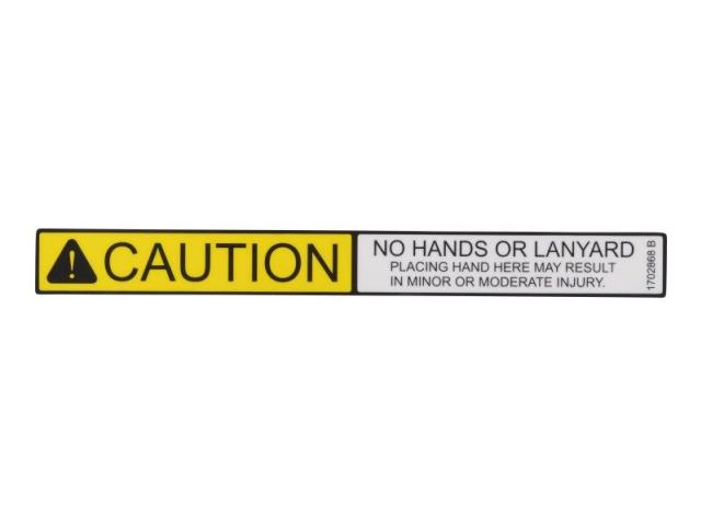 Rental store for DECAL, CAUTION NO HAND OR LANYARD in Paris TN